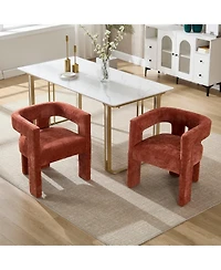 Mondawe 2PC Chenille Fabric Armchairs - 250lb Capacity Barrel Chairs