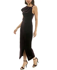 Taylor Women's Asymmetrical Midi Velvet Dress