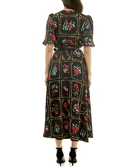 Taylor Women's Belted Puff Sleeve Dress
