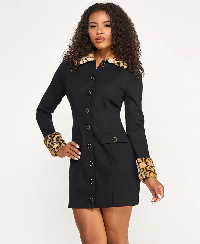 Seni & Cade Juniors' Cheetah Trim Jacket Dress