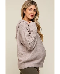 Pinkblush Maternity Taupe Mixed Knit Hooded Sweater