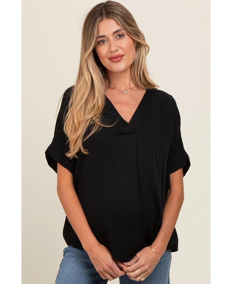 Pinkblush Maternity Olive V-Neck Pin-Tuck Detail Top