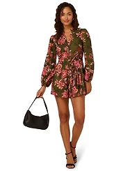 Adrianna by Papell Women's V-Neck Printed Romper Dress