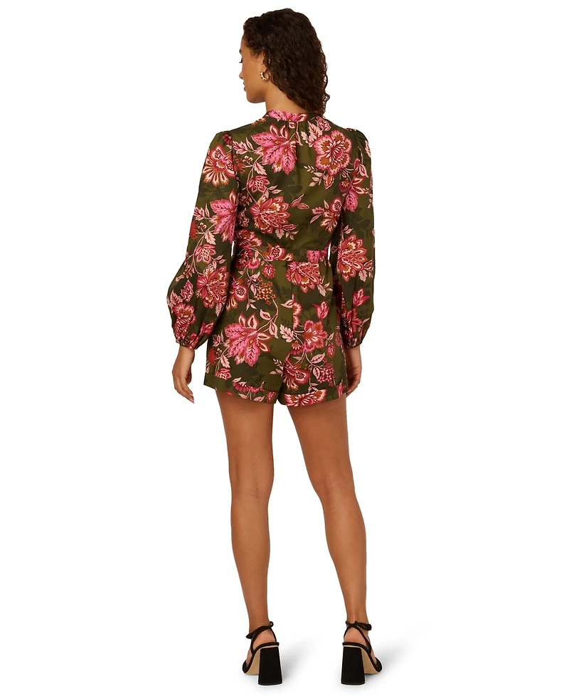 Adrianna by Papell Women's V-Neck Printed Romper Dress