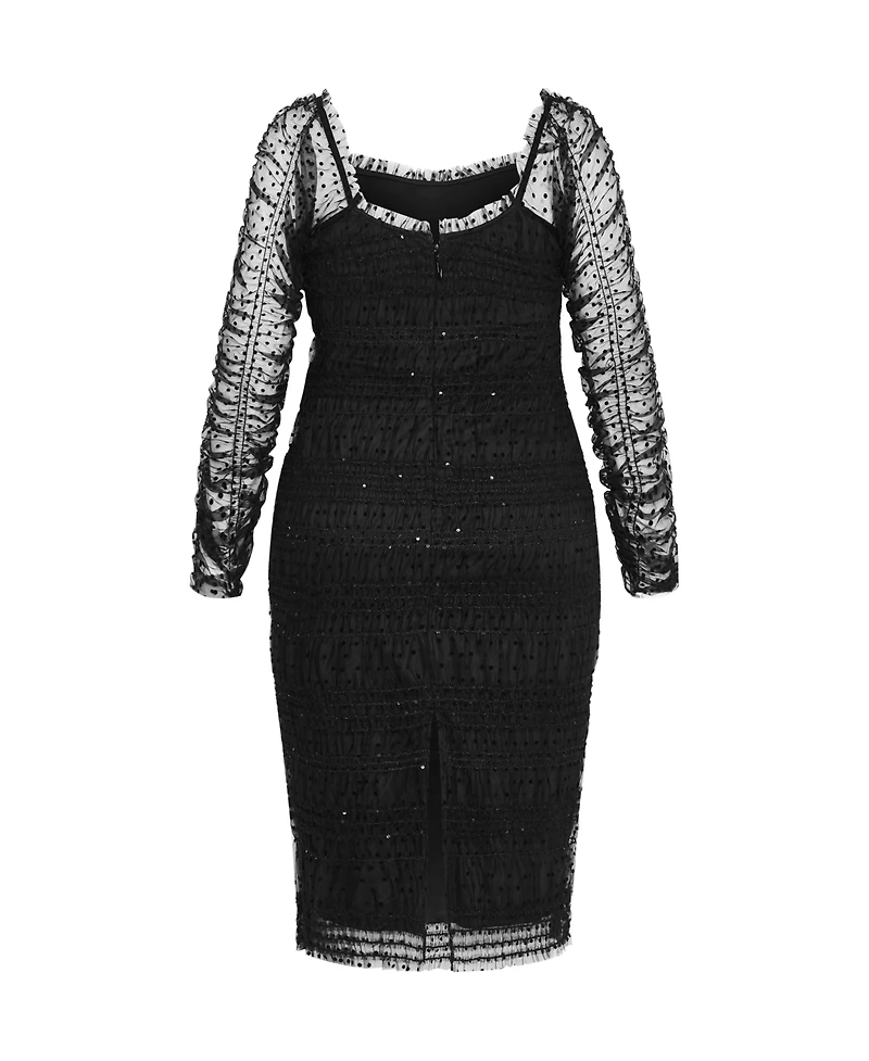 City Chic Women's Sofie Dobby Spot Midi Dress