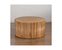 Casainc 31.5" Cylindrical Coffee Table with Vertical Texture Relief Design