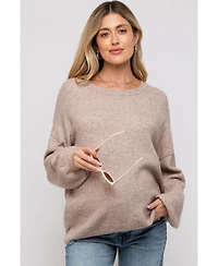Pinkblush Maternity Taupe Basic Drop Shoulder Sweater