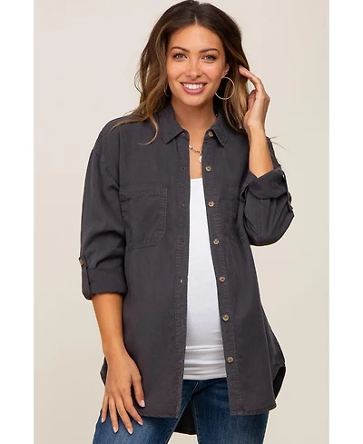 Pinkblush Charcoal Button Down Maternity Top