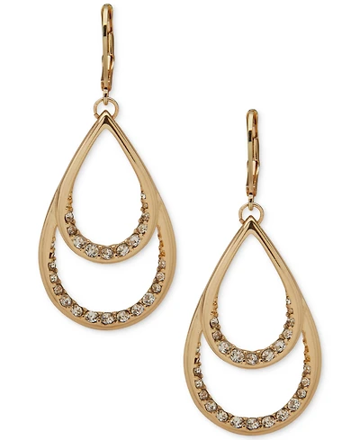 Anne Klein Glass Stone Gold-Tone Teardrop Earrings