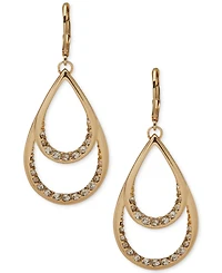 Anne Klein Glass Stone Gold-Tone Teardrop Earrings