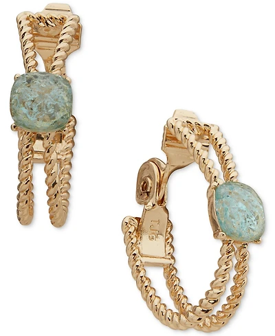 Anne Klein Gold-Tone 2 Row Twisted Rope Hoop Earrings