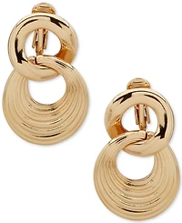 Anne Klein Gold-Tone Linked Ribbed Drop Earrings