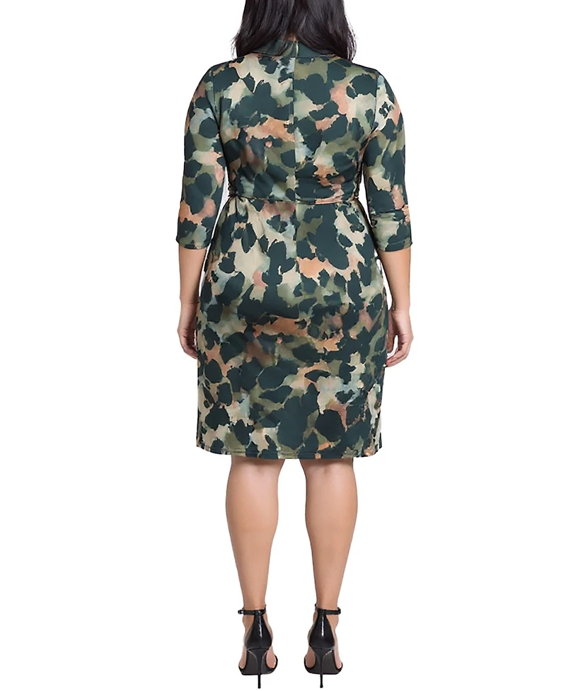 24seven Comfort Apparel Plus Faux Wrap Dress