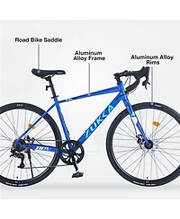 Streamdale Furniture 700C Road Bike, 7 Speed Road Bike, for Men Women, Aluminum Alloy Frame