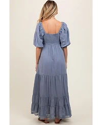 Pinkblush Maternity Blue Lace Insert Maxi Dress