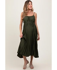 Pinkblush Maternity Light Blue Pleated Sash Tie Midi Dress