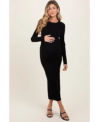 Pinkblush Maternity Ribbed Knit Fitted Midi Sweater Dress