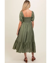 Pinkblush Maternity Olive Ruched Sweetheart Neck Tiered Midi Dress