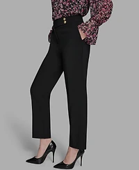 Bcbg Women's Flat Front Two Button Tab Mid Rise Pants