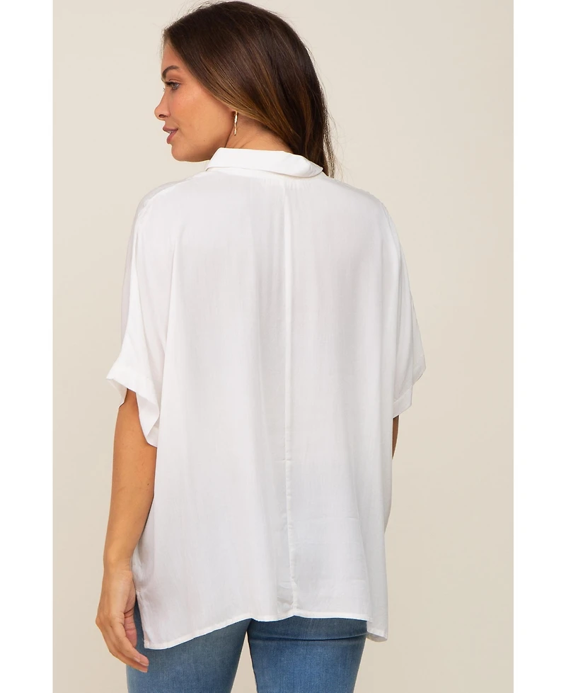 Pinkblush Maternity White Button Up Dolman Short Sleeve Top