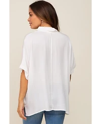 Pinkblush Maternity White Button Up Dolman Short Sleeve Top