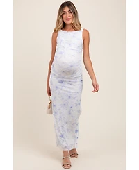 Pinkblush Maternity Ivory Floral Ruched Side Slit Midi Dress