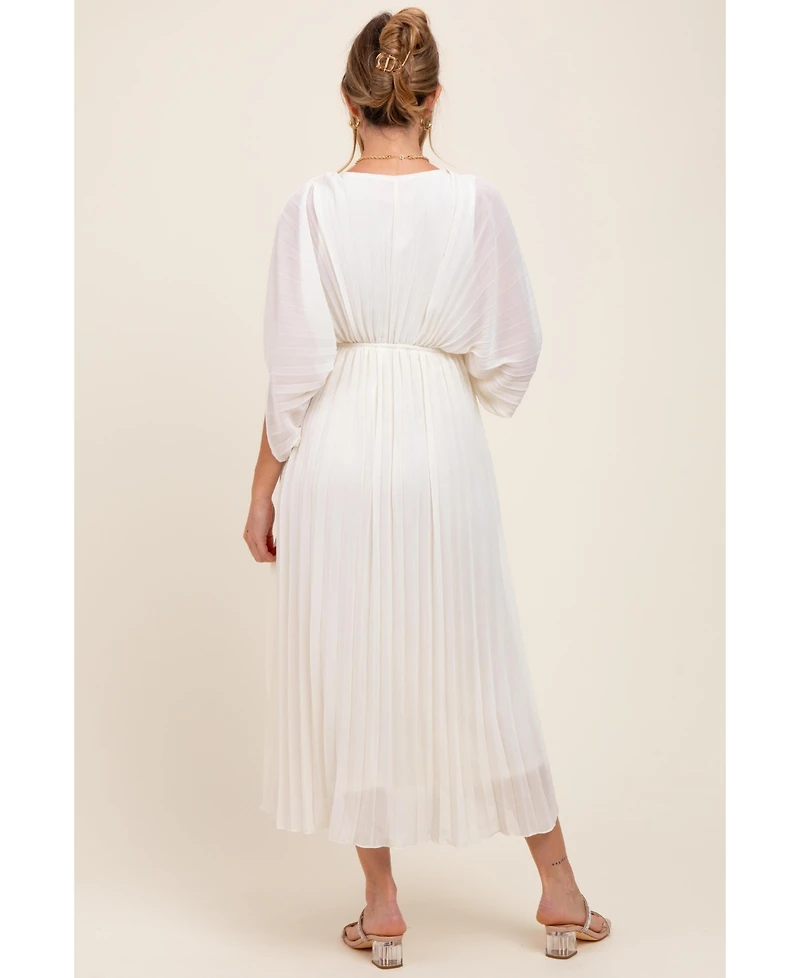 Pinkblush Maternity Blue Pleated V Neck Maxi Dress