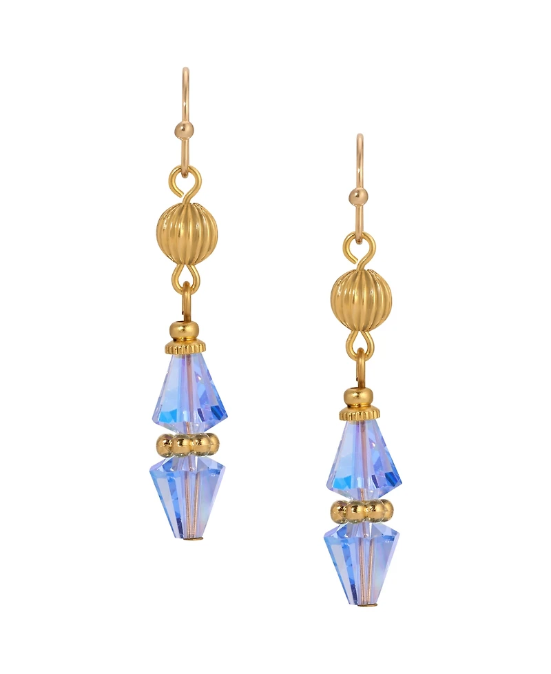 2028 Gold Tone Bead Drop Wire Earrings