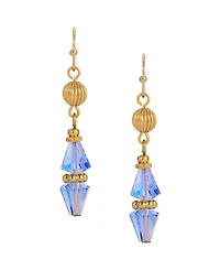 2028 Gold Tone Bead Drop Wire Earrings