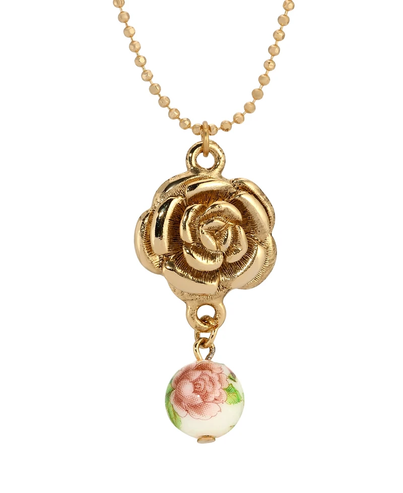 2028 Gold Tone Flower Pendant Necklace