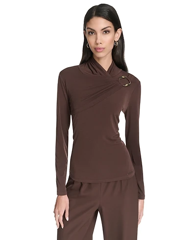 Halston Women's Hardware Matte Long Sleeves Top