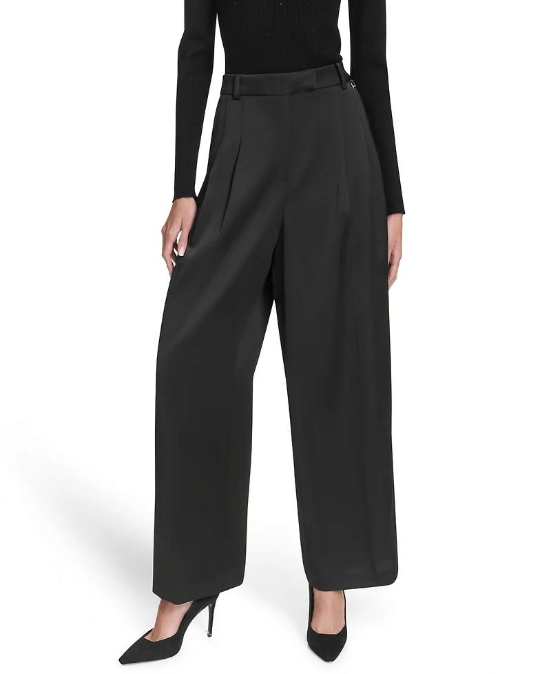Halston Women's Pull-On Ponte Wide Leg Trousers