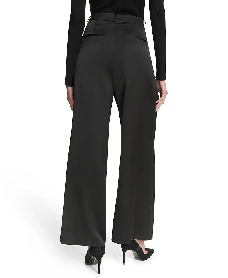 Halston Women's Pull-On Ponte Wide Leg Trousers