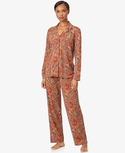 Lauren Ralph Women's Long Sleeves Notch Collar Pajama Set
