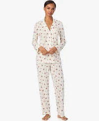 Lauren Ralph Women's Long Sleeves Notch Collar Pajama Set