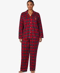 Lauren Ralph Lauren Plus Size Long Sleeves Notch Collar Pajama Set