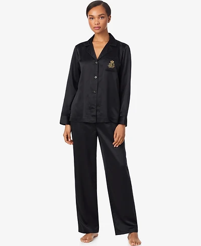 Lauren Ralph Women's Long Sleeves Notch Collar Pajama Set
