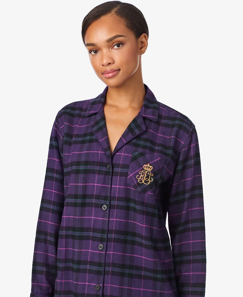 Lauren Ralph Women's Long Sleeves Notch Collar Pajama Set