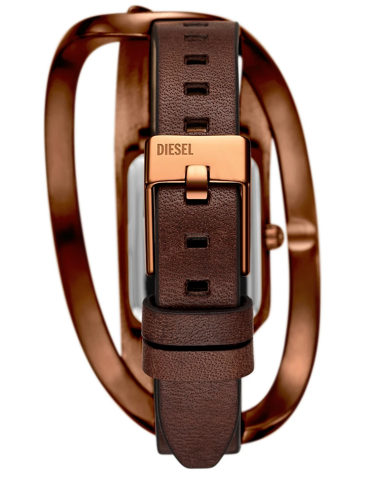 Diesel Women's Wrap-d Quartz Three-Hand Brown Leather Watch, 44mm