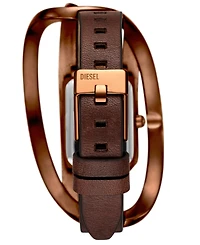 Diesel Women's Wrap-d Quartz Three-Hand Brown Leather Watch, 44mm