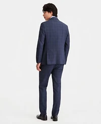 Kenneth Cole Reaction Mens Windowpane Slim Fit Techni Cole Suit Separates