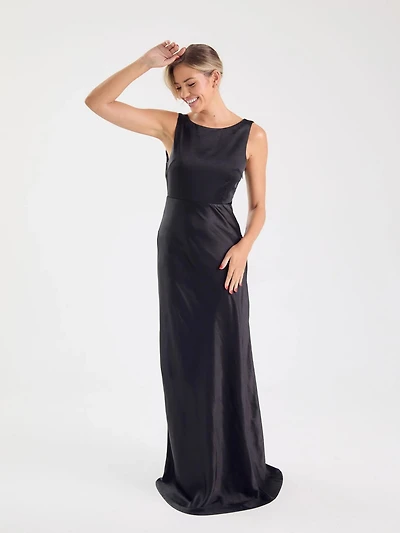 Six Stories Cowl Back Satin Bridesmaid Dress