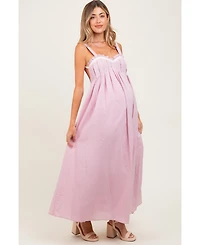 Pinkblush Maternity Light Pink Sweetheart Neckline Open Back Maxi Dress