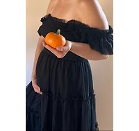 Pinkblush Maternity Smocked Mesh Ruffle Accent Midi Dress