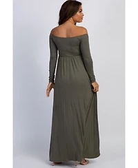 Pinkblush Maternity Solid Off Shoulder Maxi Dress