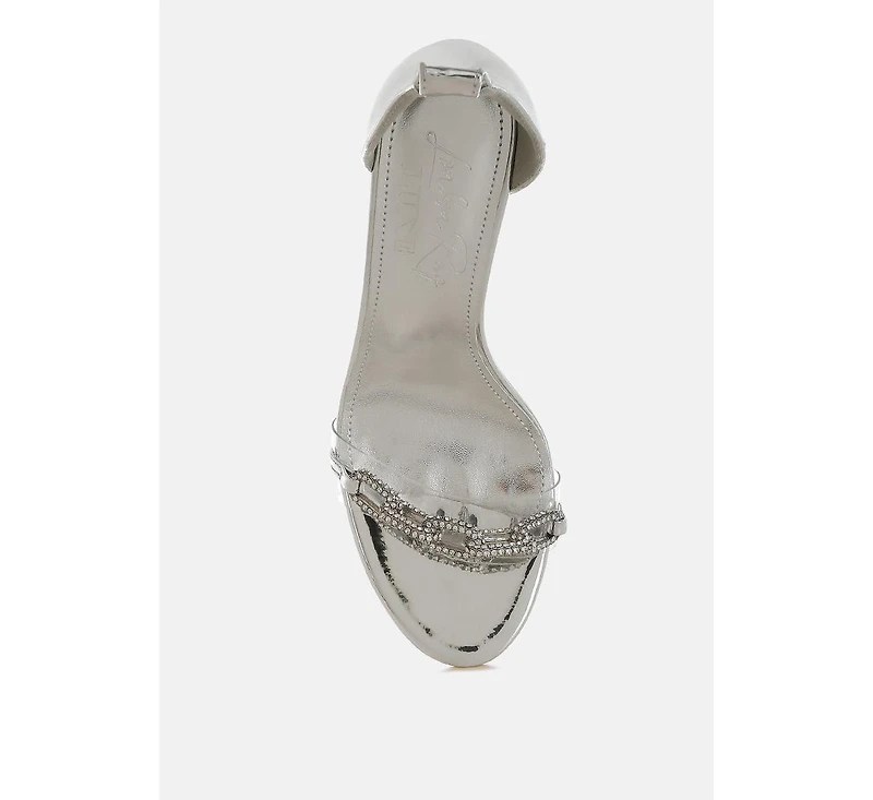 Traben Rhinestones Chain Metallic Stiletto Heels Women