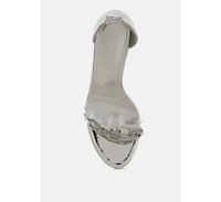 Traben Rhinestones Chain Metallic Stiletto Heels Women