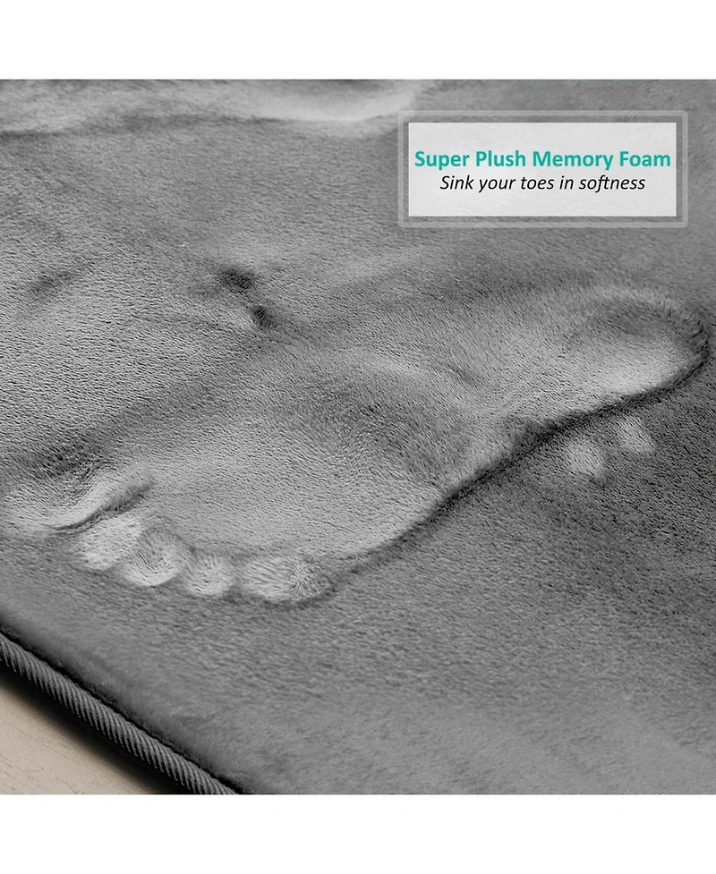 3 Piece Ultra Soft Non-Slip Plush Memory Foam Bath Rug Set