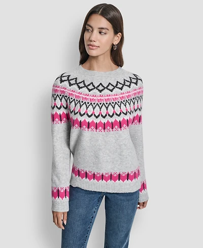 Dkny Jeans Women's Fair Isle Crewneck Raglan Sweater
