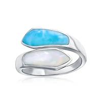 Caribbean Treasures Steling Silver, Mop & Larimar Bypass Ring
